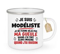 Café-Croissant - Mug Modéliste Imagine Que J'ai Raison - Blanc/Emaille | Design humoristique 'Je suis Modéliste imagine que j'ai raison'