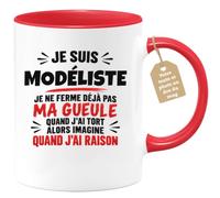 Café-Croissant - Mug Modéliste Imagine Que J'ai Raison - Rouge/Céramique | Design humoristique 'Je suis Modéliste imagine que j'ai raison'