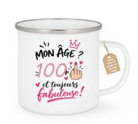Café-Croissant - Mug Mon Âge ? 100+1 ! Cadeau Anniversaire 101 Ans - Blanc/ | Mug humoristique anniversaire pour femme, cadeau drôle 101 ans