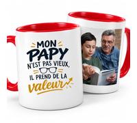 Café-Croissant - Mug Mon Papy N'est Pas Vieux, Il Prend De La Valeur - Roug | Mug humoristique pour grand-père, cadeau amusant
