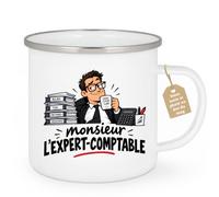 Café-Croissant - Mug Monsieur L'expert Comptable, Humour De Bureau - Blanc/ | Cadeau humoristique pour experts-comptables