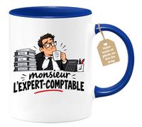 Café-Croissant - Mug Monsieur L'expert Comptable, Humour De Bureau - Bleu/C | Cadeau humoristique pour experts-comptables