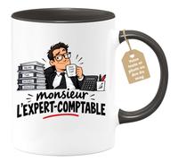 Café-Croissant - Mug Monsieur L'expert Comptable, Humour De Bureau - Noir/C | Cadeau humoristique pour experts-comptables