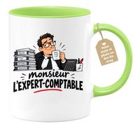 Café-Croissant - Mug Monsieur L'expert Comptable, Humour De Bureau - Vert/C | Cadeau humoristique pour experts-comptables