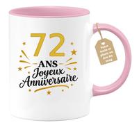 Café-Croissant - Mug Mug Anniversaire 72 Ans Joyeux Anniversaire - Rose/Cér | Mug anniversaire avec texte personnalisé, idée cadeau pour homme 72