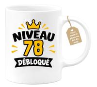 Café-Croissant - Mug Niveau 78 Ans Débloqué Anniversaire 1948 - Blanc/Céram | Mug anniversaire niveau débloqué homme 78 1948