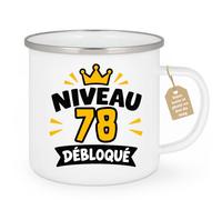 Café-Croissant - Mug Niveau 78 Ans Débloqué Anniversaire 1948 - Blanc/Email | Mug anniversaire niveau débloqué homme 78 1948