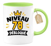Café-Croissant - Mug Niveau 78 Ans Débloqué Anniversaire 1948 - Vert/Cérami | Mug anniversaire niveau débloqué homme 78 1948