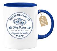 Café-Croissant - Mug Noce De Faïence 9 Ans Legrand & Camille 25/08/2024 - B | Célébrez vos 9 ans avec ce mug personnalisé