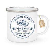 Café-Croissant - Mug Noce De Faïence 9 Ans Legrand & Camille 25/08/2024 - B | Célébrez vos 9 ans avec ce mug personnalisé