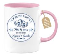 Café-Croissant - Mug Noce De Faïence 9 Ans Legrand & Camille 25/08/2024 - R | Célébrez vos 9 ans avec ce mug personnalisé