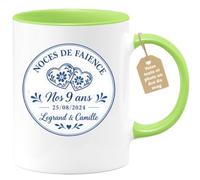 Café-Croissant - Mug Noce De Faïence 9 Ans Legrand & Camille 25/08/2024 - V | Célébrez vos 9 ans avec ce mug personnalisé