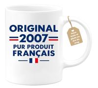 Café-Croissant - Mug Original 2007 Pur Produit Français - Blanc/Céramique | Design unique célébrant une création française
