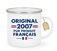 Café-Croissant - Mug Original 2007 Pur Produit Français - Blanc/Emaille | Design unique célébrant une création française
