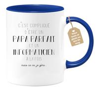 Café-Croissant - Mug Papa Parfait Et Informaticien A La Fois Mais Je Gère - Tasse Cadeau Papa Fête Des Pères Anniversaire Cadeau Pour Noël Jeune Ou Futur Suite À Une Naissance - Bleu/Céramique