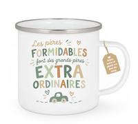 Café-Croissant - Mug Papas Formidables Grands Pères Extraordinaires - Blanc | Cadeau Parfait Pour Pères Et Grands-Pères Formidables