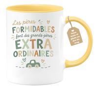 Café-Croissant - Mug Papas Formidables Grands Pères Extraordinaires - Jaune | Cadeau Parfait Pour Pères Et Grands-Pères Formidables