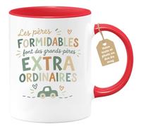 Café-Croissant - Mug Papas Formidables Grands Pères Extraordinaires - Rouge | Cadeau Parfait Pour Pères Et Grands-Pères Formidables