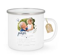 Café-Croissant - Mug Papi Mon Héros Du Quotidien - Blanc/Emaille | Design Émouvant Pour Grand-Père Adoré