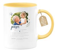 Café-Croissant - Mug Papi Mon Héros Du Quotidien - Jaune/Céramique | Design Émouvant Pour Grand-Père Adoré