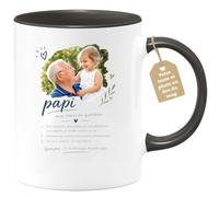 Café-Croissant - Mug Papi Mon Héros Du Quotidien - Noir/Céramique | Design Émouvant Pour Grand-Père Adoré