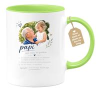 Café-Croissant - Mug Papi Mon Héros Du Quotidien - Vert/Céramique | Design Émouvant Pour Grand-Père Adoré