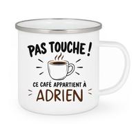 Café-Croissant - Mug Pas Touche Ce Café Appartient À Adrien - Blanc/Emaille | Tasse humoristique pour ceux qui protègent leur café Adrien