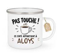 Café-Croissant - Mug Pas Touche Ce Café Appartient À Aloys - Blanc/Emaille | Tasse humoristique pour ceux qui protègent leur café Aloys