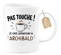 Café-Croissant - Mug Pas Touche Ce Café Appartient À Archibald - Blanc/Céra | Tasse humoristique pour ceux qui protègent leur café Archibald