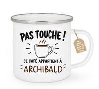 Café-Croissant - Mug Pas Touche Ce Café Appartient À Archibald - Blanc/Emai | Tasse humoristique pour ceux qui protègent leur café Archibald