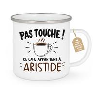Café-Croissant - Mug Pas Touche Ce Café Appartient À Aristide - Blanc/Email | Tasse humoristique pour ceux qui protègent leur café Aristide