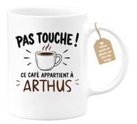 Café-Croissant - Mug Pas Touche Ce Café Appartient À Arthus - Blanc/Céramiq | Tasse humoristique pour ceux qui protègent leur café Arthus