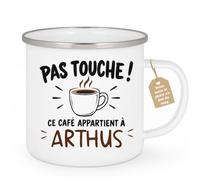 Café-Croissant - Mug Pas Touche Ce Café Appartient À Arthus - Blanc/Emaille | Tasse humoristique pour ceux qui protègent leur café Arthus