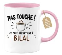 Café-Croissant - Mug Pas Touche Ce Café Appartient À Bilal - Rose/Céramique | Tasse humoristique pour ceux qui protègent leur café Bilal