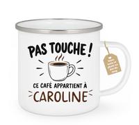 Café-Croissant - Mug Pas Touche Ce Café Appartient À Caroline - Blanc/Email | Mug pas touche ce café appartient à Caroline, design fun