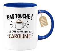 Café-Croissant - Mug Pas Touche Ce Café Appartient À Caroline - Bleu/Cérami | Mug pas touche ce café appartient à Caroline, design fun