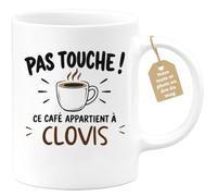 Café-Croissant - Mug Pas Touche Ce Café Appartient À Clovis - Blanc/Céramiq | Tasse humoristique pour ceux qui protègent leur café Clovis
