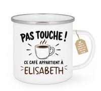 Café-Croissant - Mug Pas Touche Ce Café Appartient À Elisabeth - Blanc/Emai | Mug pas touche ce café appartient à Elisabeth, design fun