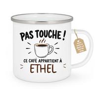Café-Croissant - Mug Pas Touche Ce Café Appartient À Ethel - Blanc/Emaille | Mug pas touche ce café appartient à Ethel, design fun