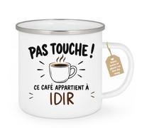 Café-Croissant - Mug Pas Touche Ce Café Appartient À Idir - Blanc/Emaille | Tasse humoristique pour ceux qui protègent leur café Idir