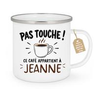 Café-Croissant - Mug Pas Touche Ce Café Appartient À Jeanne - Blanc/Emaille | Mug pas touche ce café appartient à Jeanne, design fun