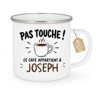 Café-Croissant - Mug Pas Touche Ce Café Appartient À Joseph - Blanc/Emaille | Tasse humoristique pour ceux qui protègent leur café Joseph
