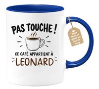 Café-Croissant - Mug Pas Touche Ce Café Appartient À Leonard - Bleu/Céramiq | Tasse humoristique pour ceux qui protègent leur café Leonard