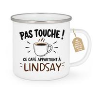 Café-Croissant - Mug Pas Touche Ce Café Appartient À Lindsay - Blanc/Emaill | Mug pas touche ce café appartient à Lindsay, design fun