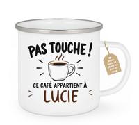 Café-Croissant - Mug Pas Touche Ce Café Appartient À Lucie - Blanc/Emaille | Mug pas touche ce café appartient à Lucie, design fun