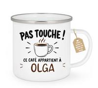 Café-Croissant - Mug Pas Touche Ce Café Appartient À Olga - Blanc/Emaille | Mug pas touche ce café appartient à Olga, design fun