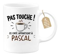 Café-Croissant - Mug Pas Touche Ce Café Appartient À Pascal - Blanc/Céramiq | Tasse humoristique pour ceux qui protègent leur café Pascal
