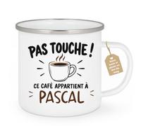 Café-Croissant - Mug Pas Touche Ce Café Appartient À Pascal - Blanc/Emaille | Tasse humoristique pour ceux qui protègent leur café Pascal