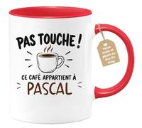 Café-Croissant - Mug Pas Touche Ce Café Appartient À Pascal - Rouge/Céramiq | Tasse humoristique pour ceux qui protègent leur café Pascal