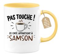Café-Croissant - Mug Pas Touche Ce Café Appartient À Samson - Jaune/Céramiq | Tasse humoristique pour ceux qui protègent leur café Samson